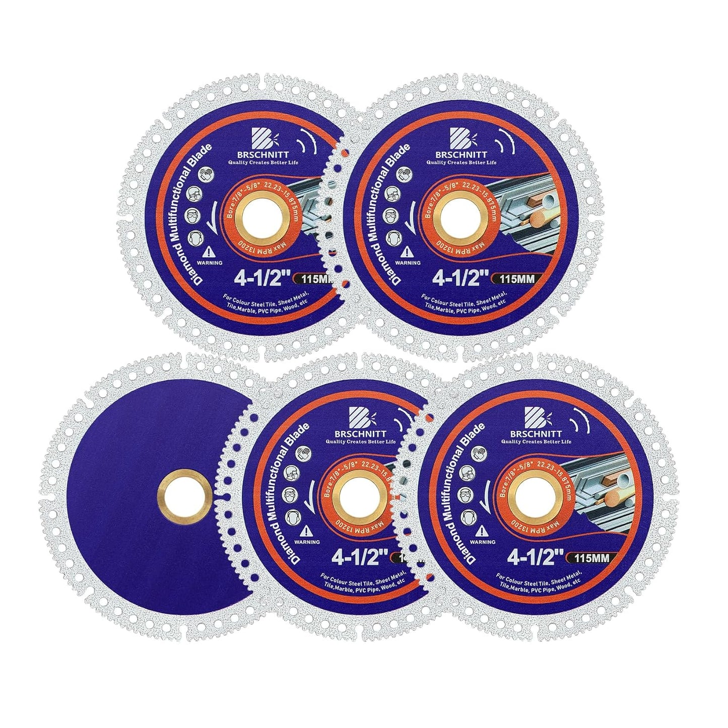 5pcs 4-1/2 Indestructible Grinder Discs - Smooth Cutting & Grinding with BRSCHNITT
