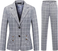 Womens 2 Piece Plaid Suits Set Business Office Blazer & Pants - Smart