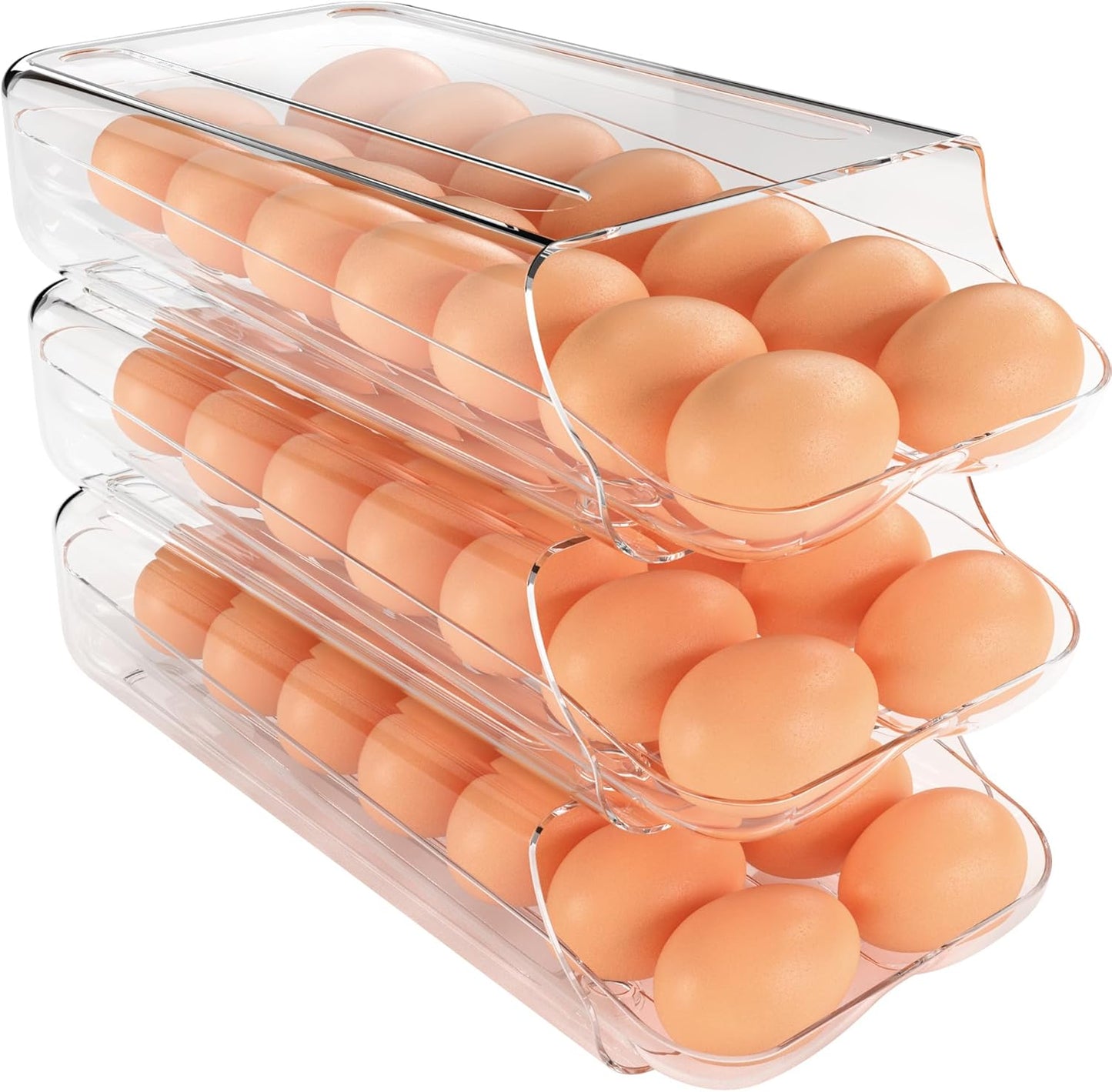 theaoo Egg Holder for Fridge - Automatic Rolling Egg Container