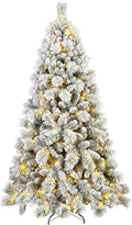 6 FT Pre-Lit Snow Flocked Slim Fir Christmas Tree - Skinny Pencil Tree