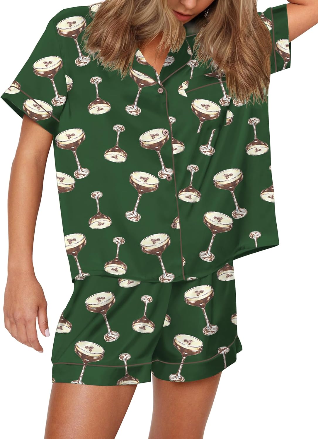 Funny Graphic Pajamas for Women Set - Short Sleeve Pjs Set