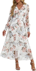 Chic Long Sleeve Floral Maxi Dress for Women at Wedding Celebrations
