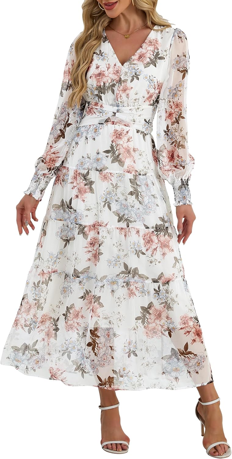 Floral Long Sleeve Maxi Dress for Women - Perfect for Weddings