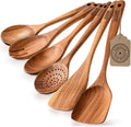 Boxiki Kitchen Luxury Teak Wood Utensil Set - Elegant 6-Piece Ensemble