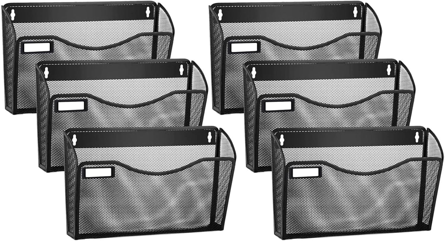 6 Pack Metal Wall File Organizer - Label Panel Included