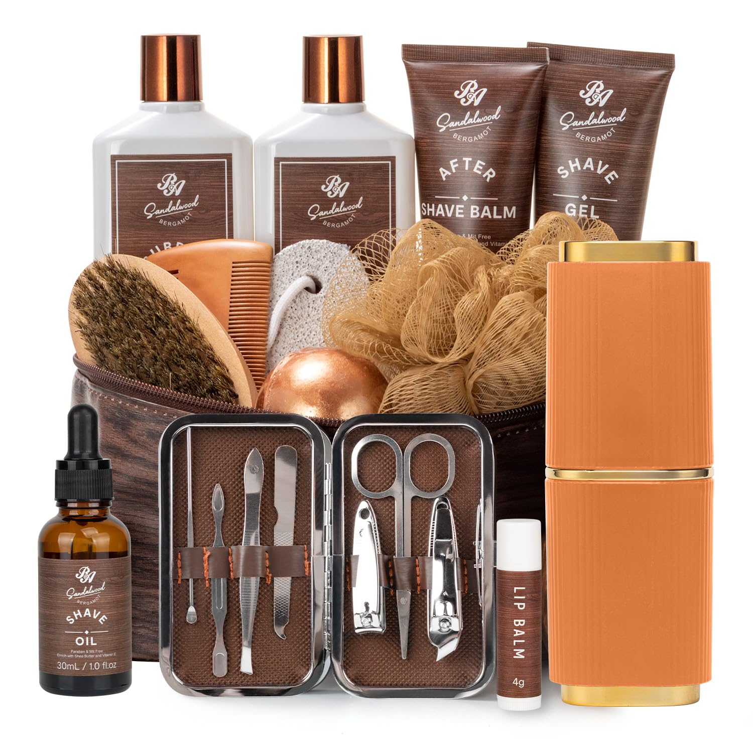 Luxury Bath Gift Set & Beard Kit for Men - 21pcs Spa Essentials