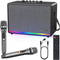 Portable Bluetooth Speaker Black with 2 Wireless Mics - 70W Peak Deep