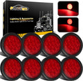 4 in Round Red LED Trailer Tail Light Set 8pcs - Durable Waterproof