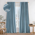 MIULEE 100% Blackout Curtains 90 in Linen Panels - Slate Blue