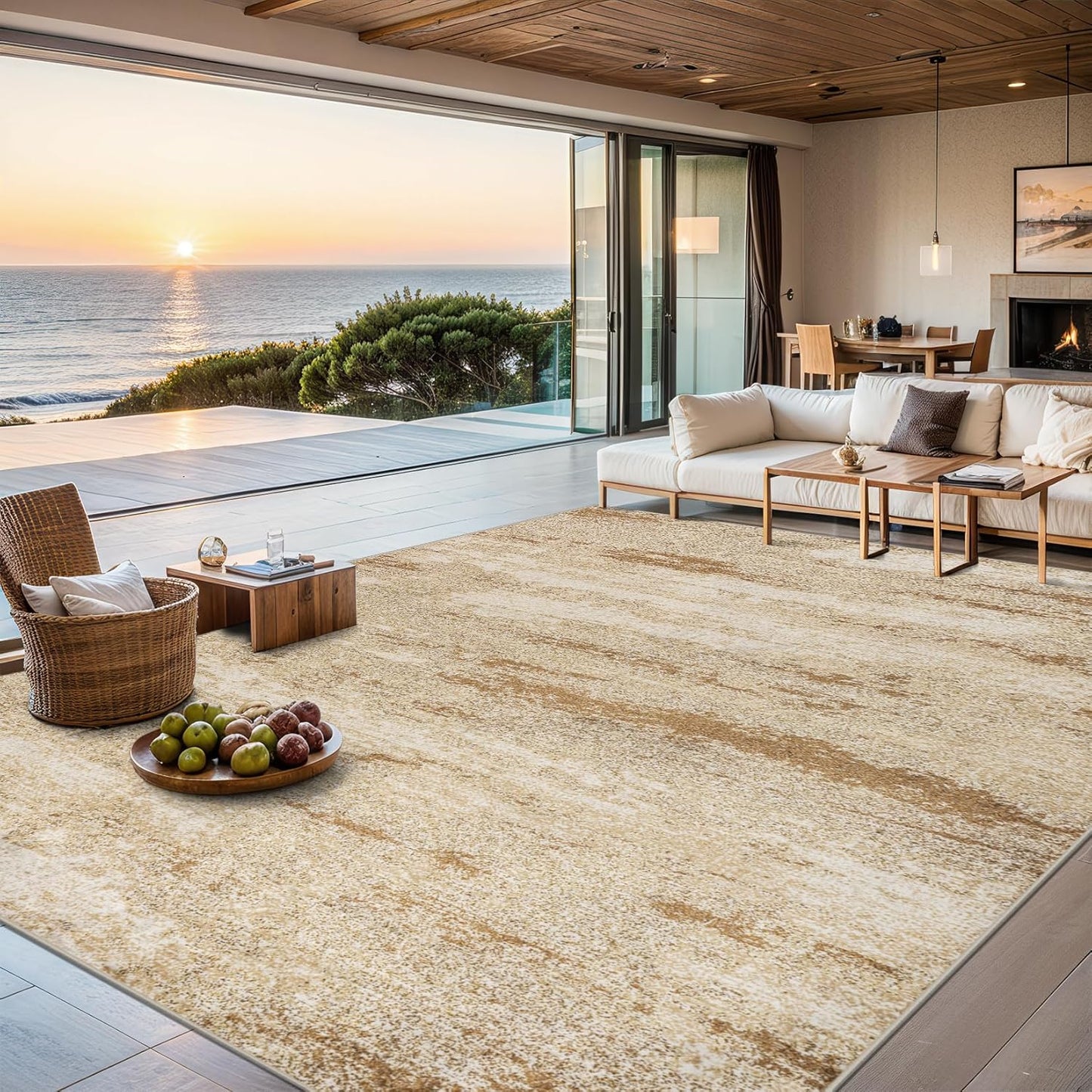 8x10 Area Rugs for Living Room - Modern Abstract Soft Carpet