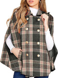 Womens Plaid Jacket Double Breasted Winter Cape - Warm Oversized Style