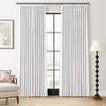 Beige White Pinch Pleated 100% Blackout Drapes 84 in - Luxury Linen