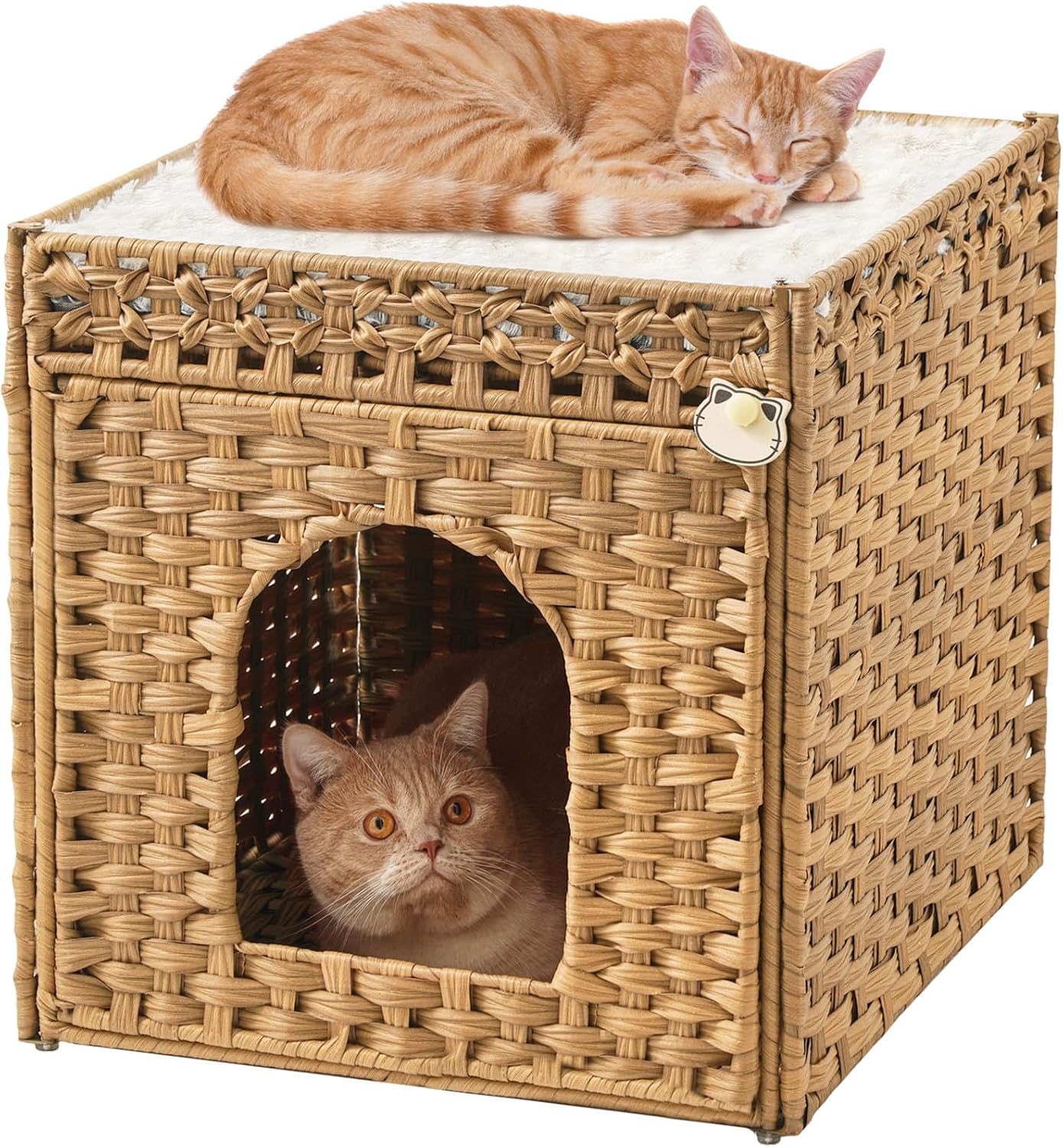 Extra Large Cat Beds for Indoor Cats with Cozy Double Cave