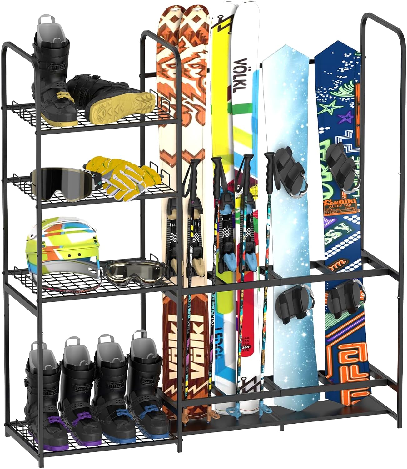 Space-Saving Ski Rack - Organize 4 Pairs Easily!