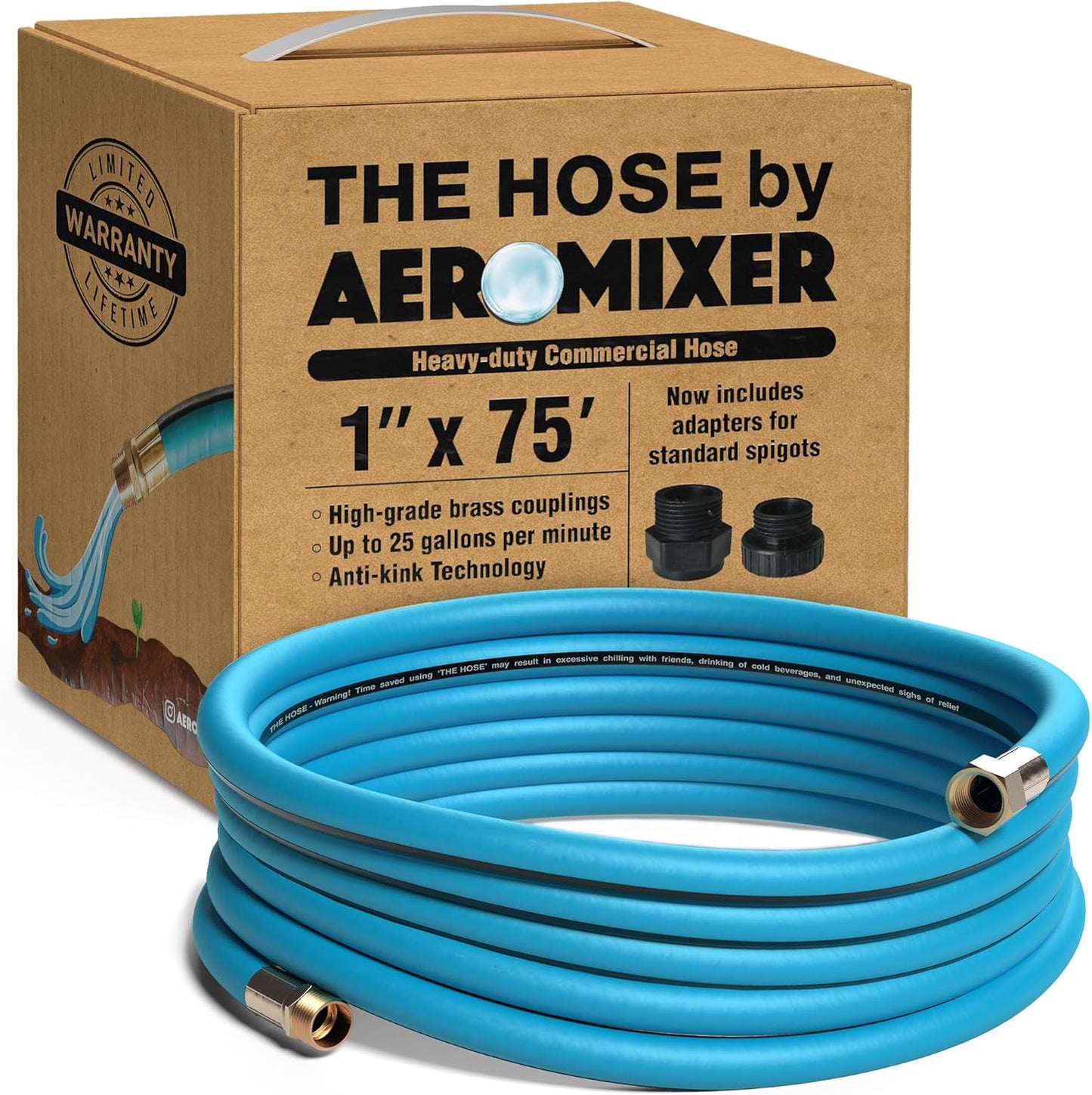 Aeromixer 75Ft Flexible Garden Hose for Heavy Duty Watering