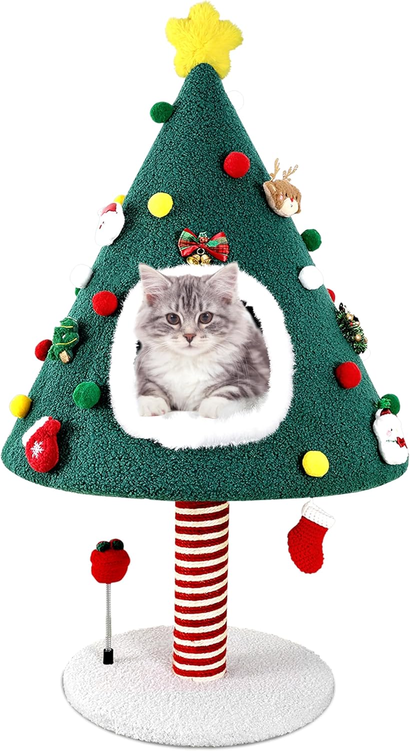 Christmas Cat Tree with Scratching Post for Large Cats