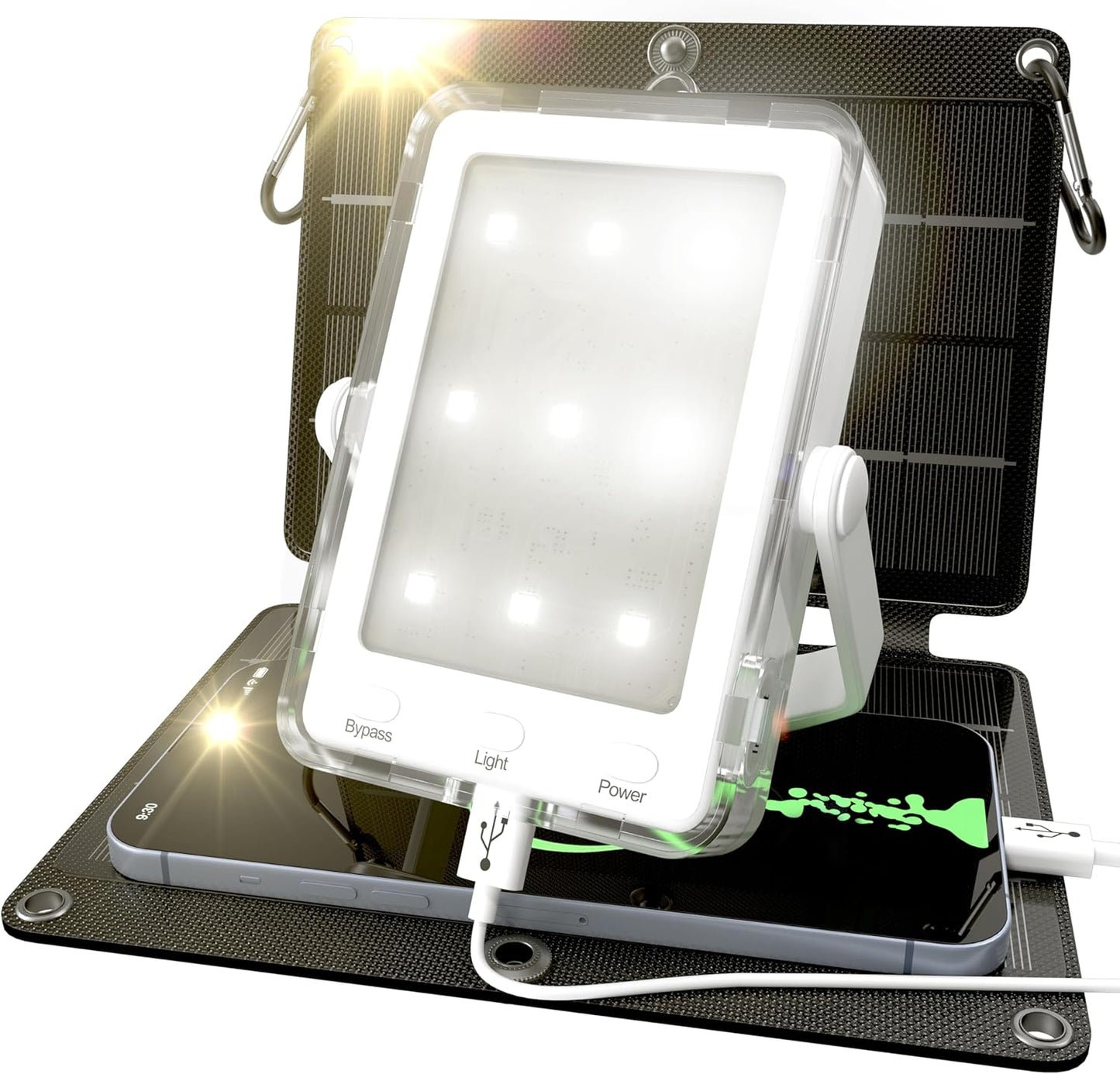 PRAANA Solar Charger & 3in1 Survival Kit - Power & Light on-the-go!