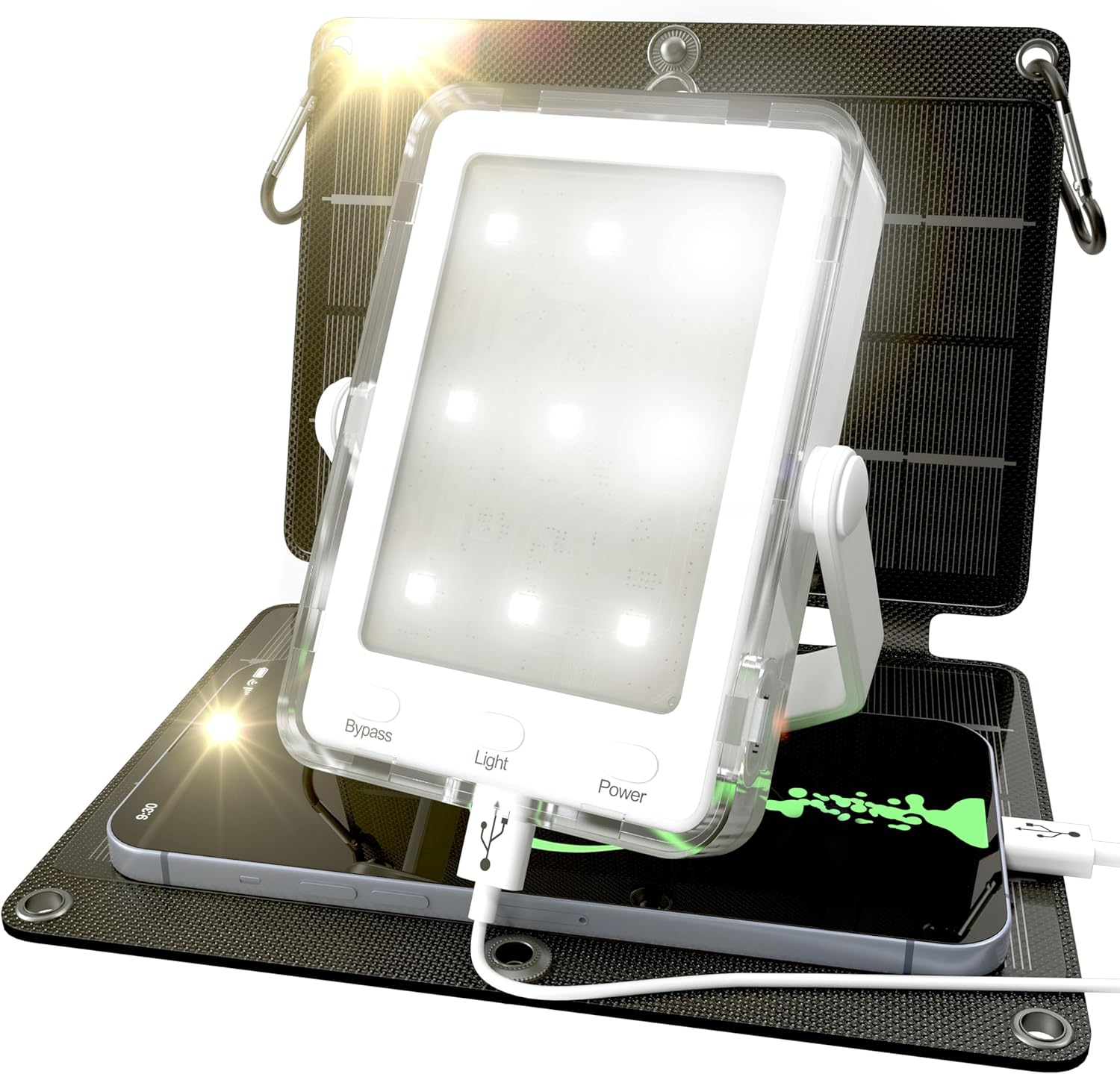 PRAANA Solar Charger & 3in1 Survival Kit - Power & Light on-the-go!