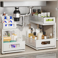 Under Sink Organizer 2 Pack - Smooth Pull Out, Height Adjustable