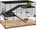 PawHut Large Hamster Cage with Tempered Glass Bottom - Multi-Tier