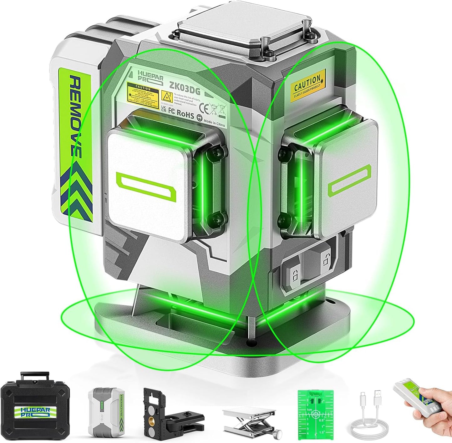 3D Green Laser Level Tool for Precision Tiling and Alignment