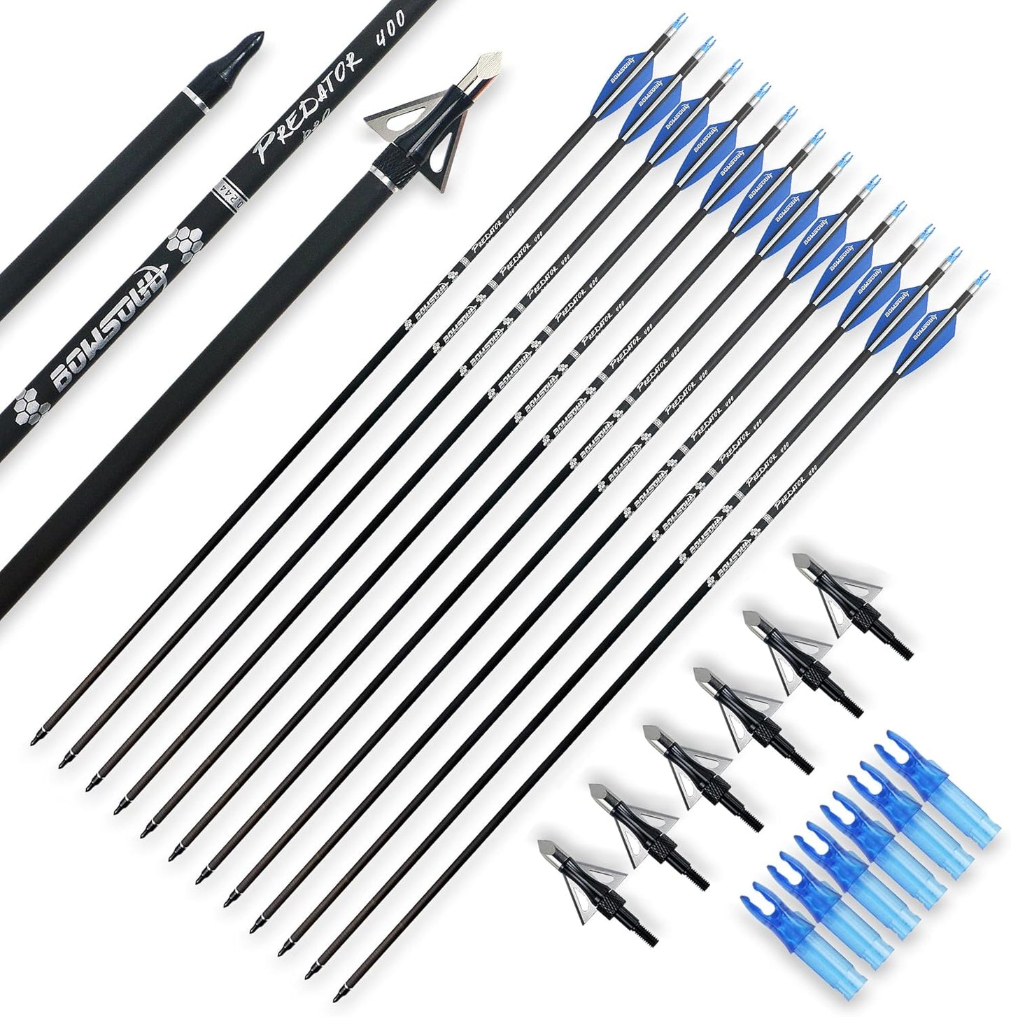 30inch Hunting Carbon Archery Arrows for Compound and Recurve Bows