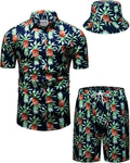 Mens Hawaiian Shirt and Shorts Set - 2-Piece Tropical Beach Outfit