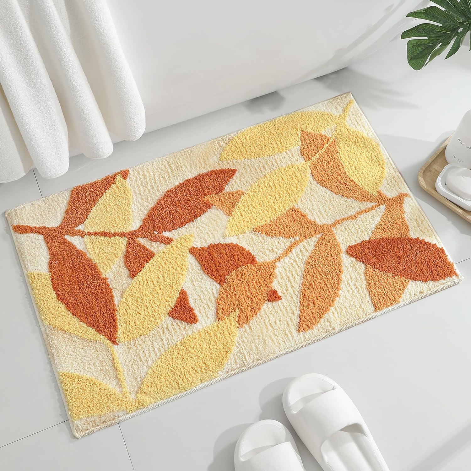 Gibelle Orange Yellow Bathroom Rug Set for Comfort and Safety