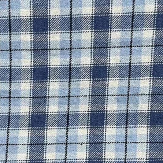 100% Cotton Flannel Fabric - Versatile Blue Plaid for Crafts