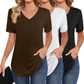 Women's 3 Pack Short Sleeve Tunic Tops - Soft Rayon Blend