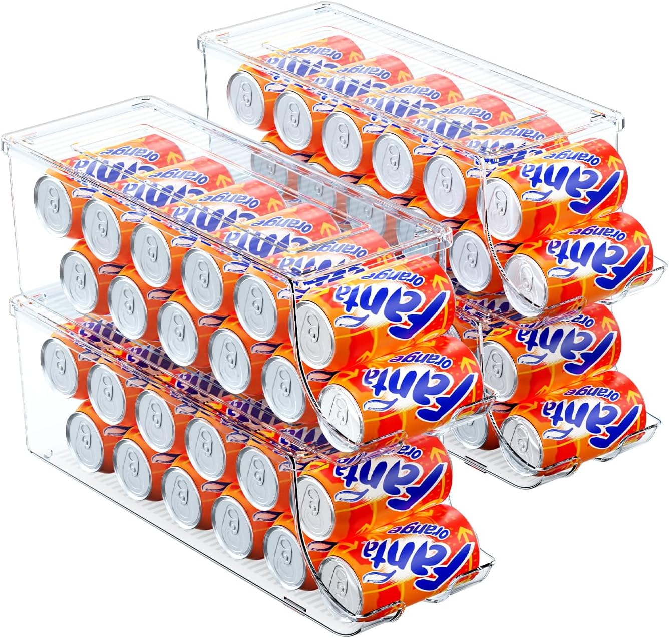 4 Pack Soda Can Organizer for Refrigerator - Stackable Storage