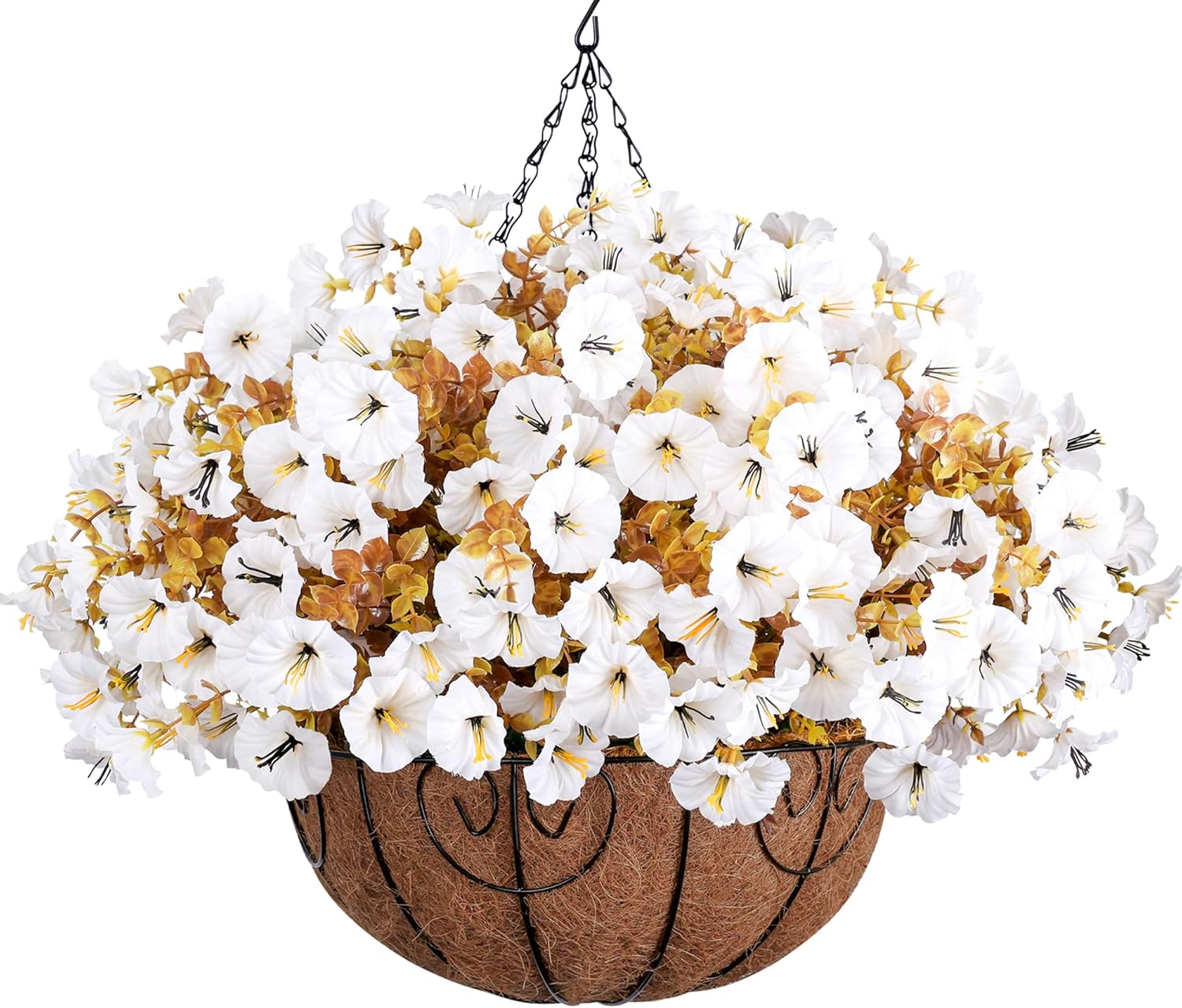 Artificial Fall Hanging Flowers in Basket for Home Decor