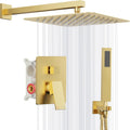 Gold Shower System 10ft Square Rainfall Head with Handheld Combo