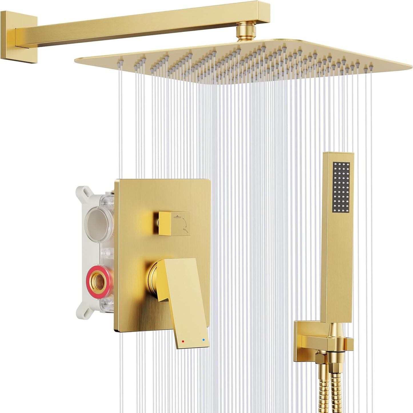 Gold Shower System with 10ft' Rainfall Head and Handheld Combo