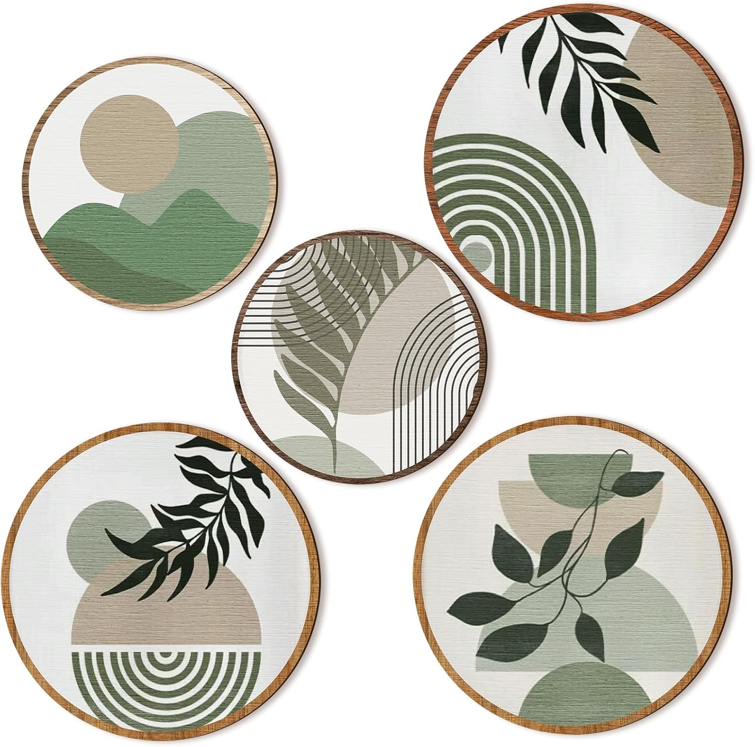 Bohemian Farmhouse Wood Wall Art Set - 5 Pcs