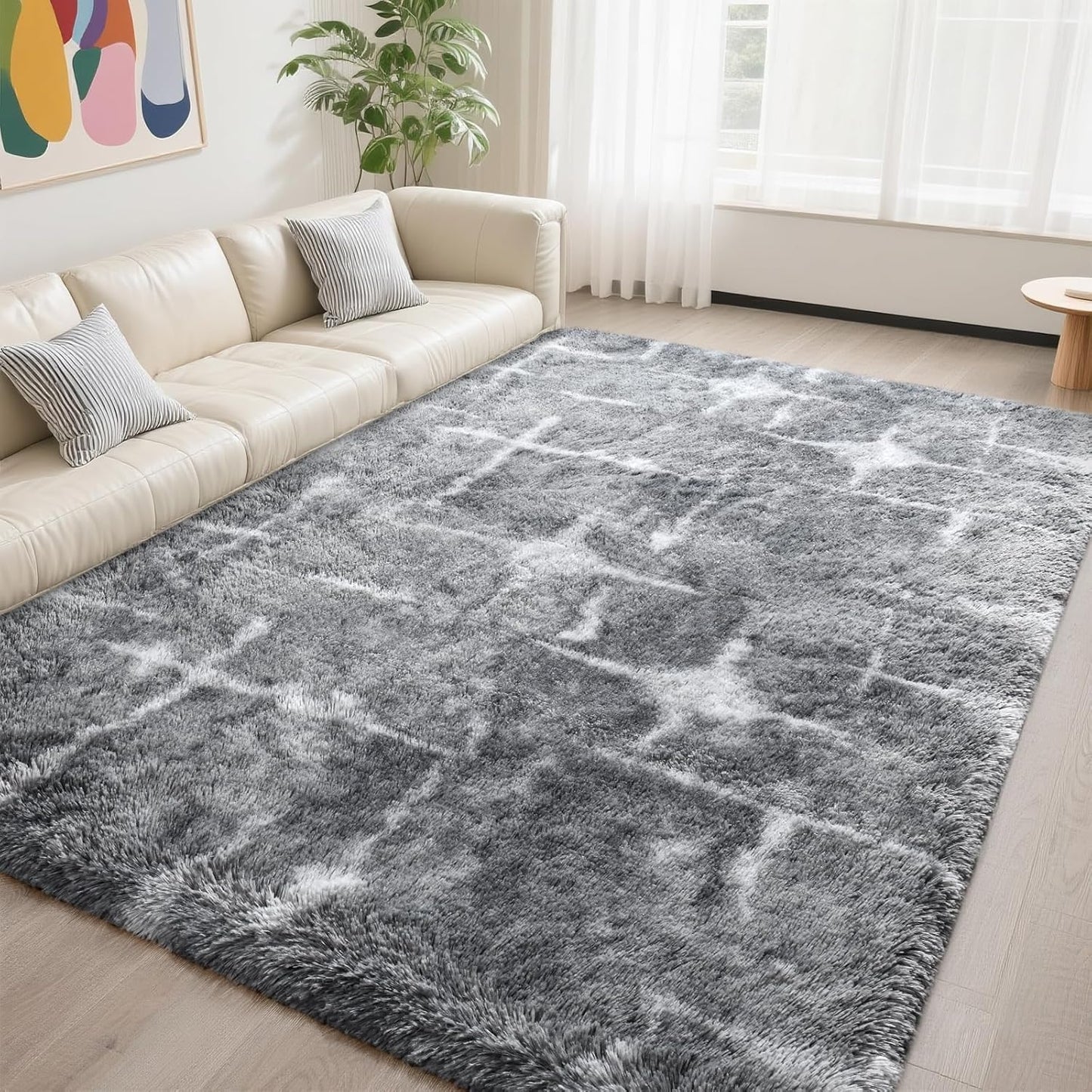 DweIke 6x9 Fluffy Shag Area Rug for Living Room and Bedroom