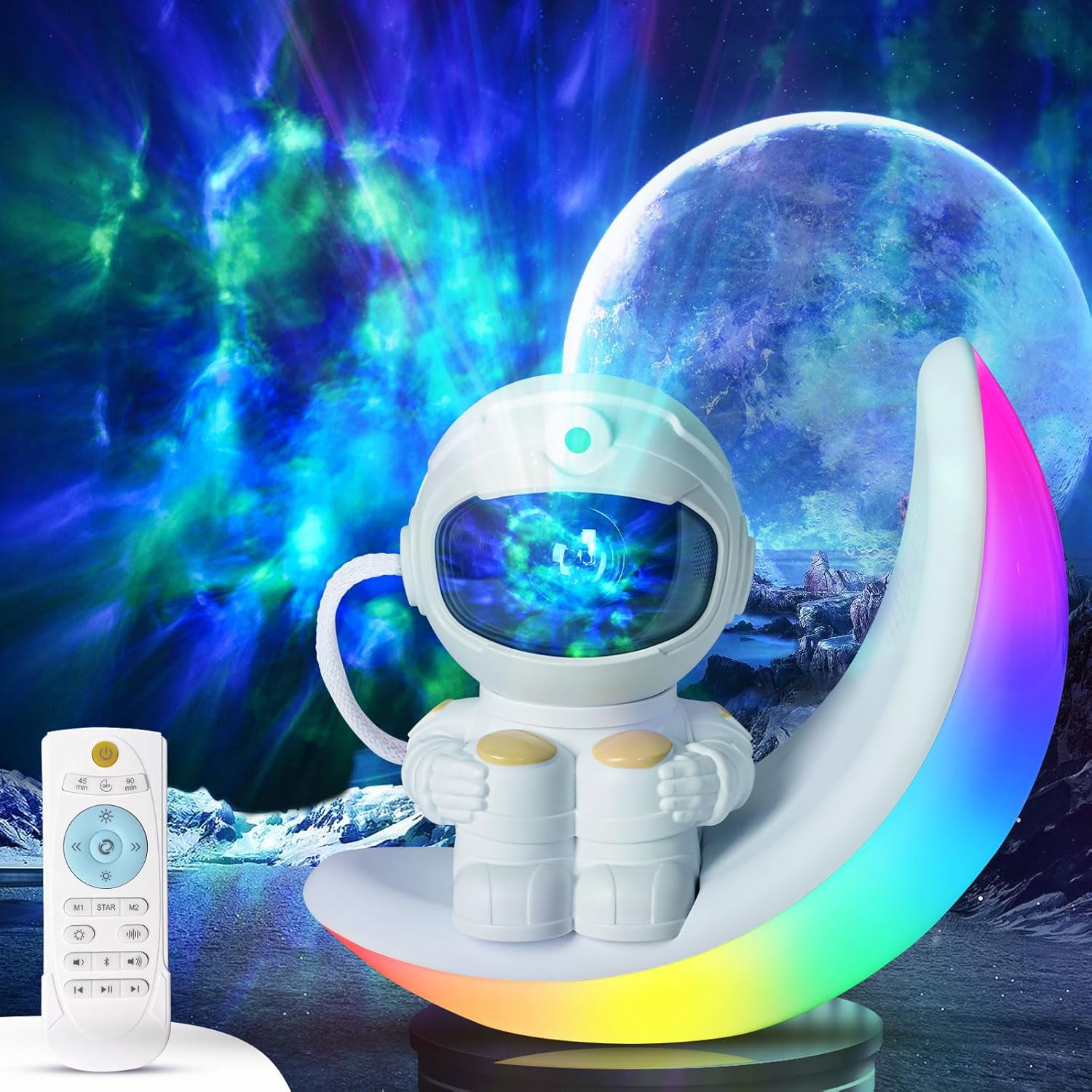 Galaxy Night Light Projector - Astronaut Space Theme - Remote Control & Timer - Poptrend