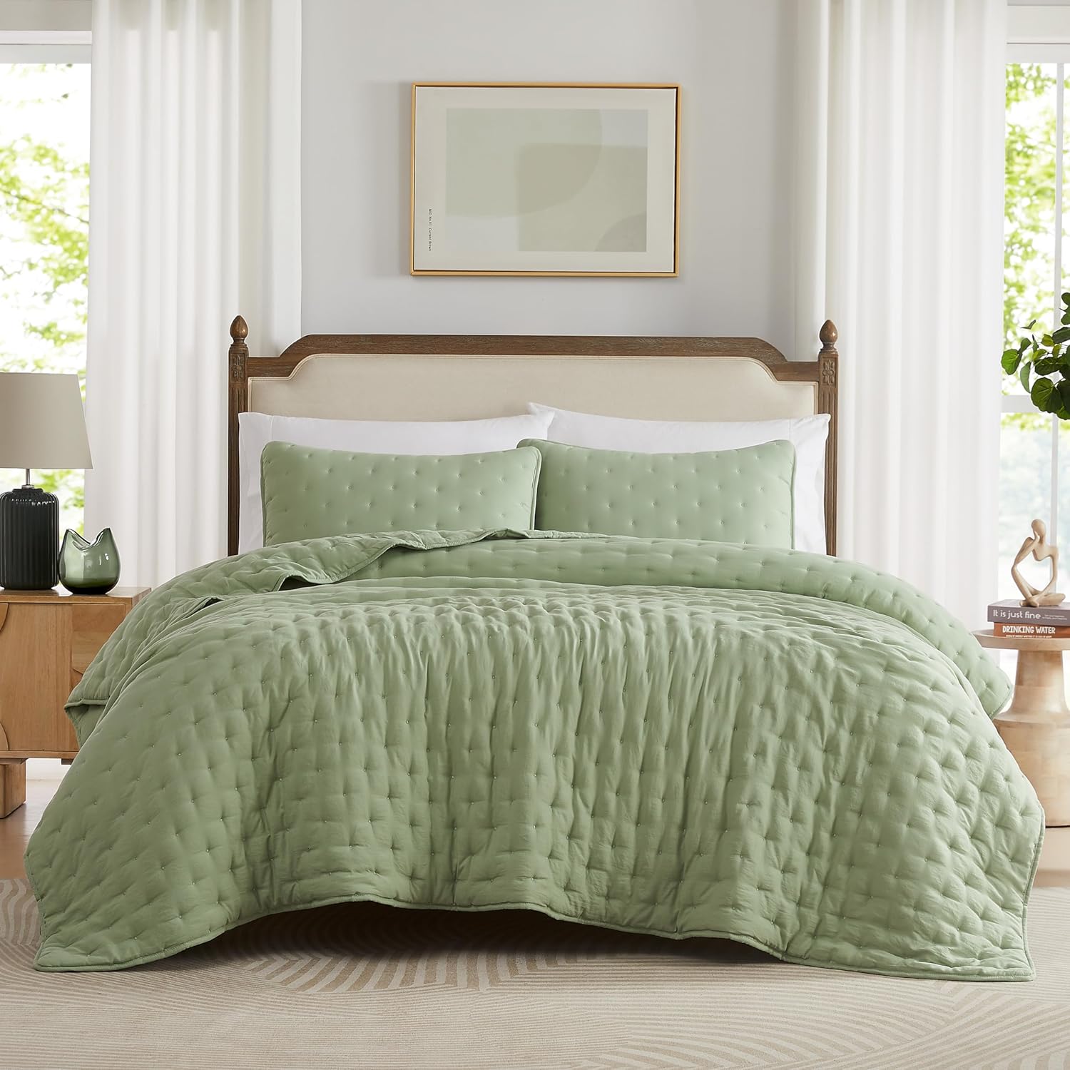 Sage Green Cloud California King Size Quilt Bedding Set Review