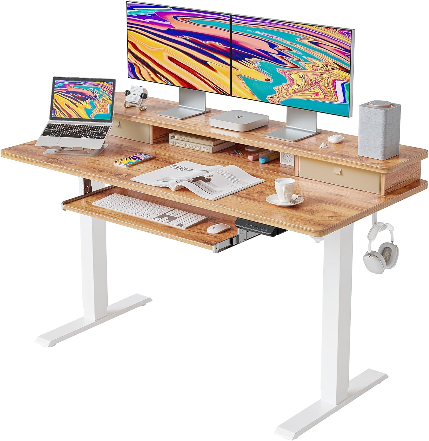 FEZIBO Standing Desk: Height Adjustable with Storage