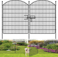 10 Panels No Dig Garden Fence with Gate - Tall Decorative Yard Barrier