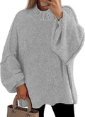 Women's Oversized Chunky Knit Mock Neck Sweater - Cozy Fall Fit
