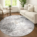 Abstract Round Area Rug 6 ft Washable Circle Rug - Soft Non-Slip