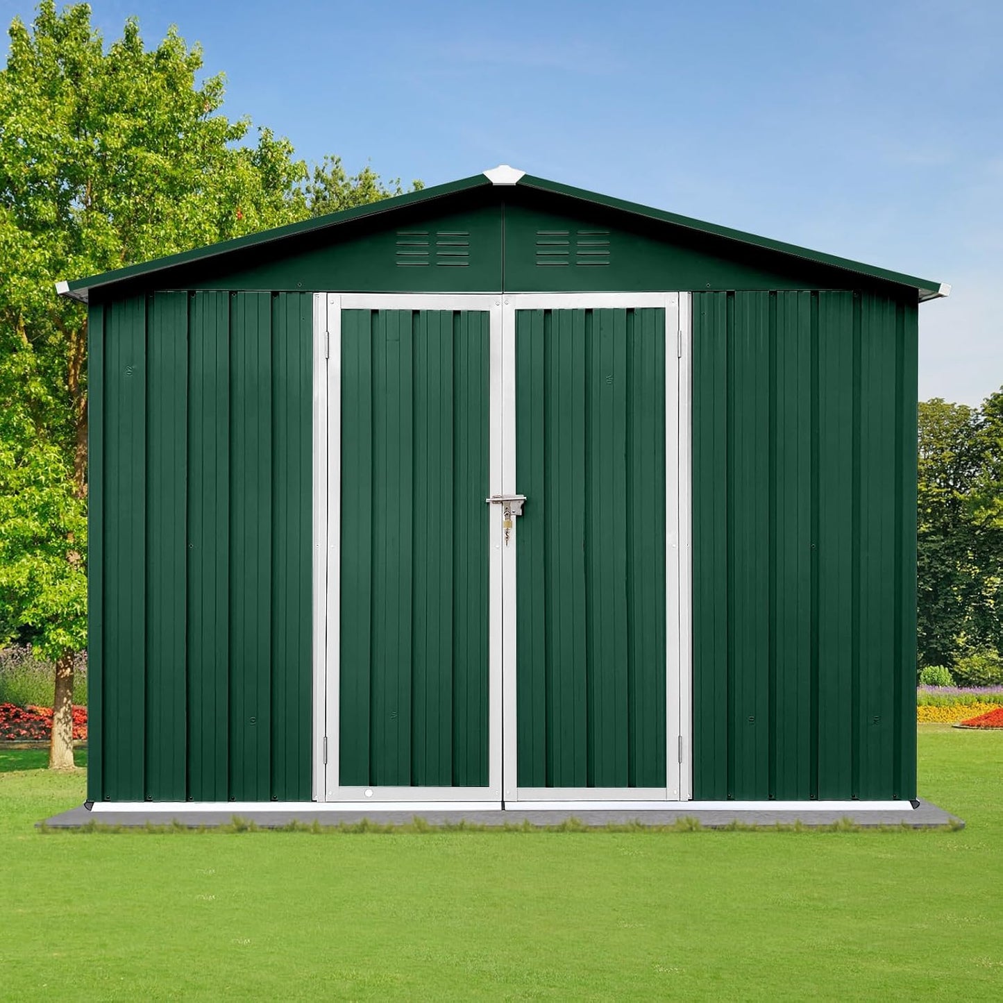 6x8 Feet Outdoor Storage Shed with Lockable Double Doors