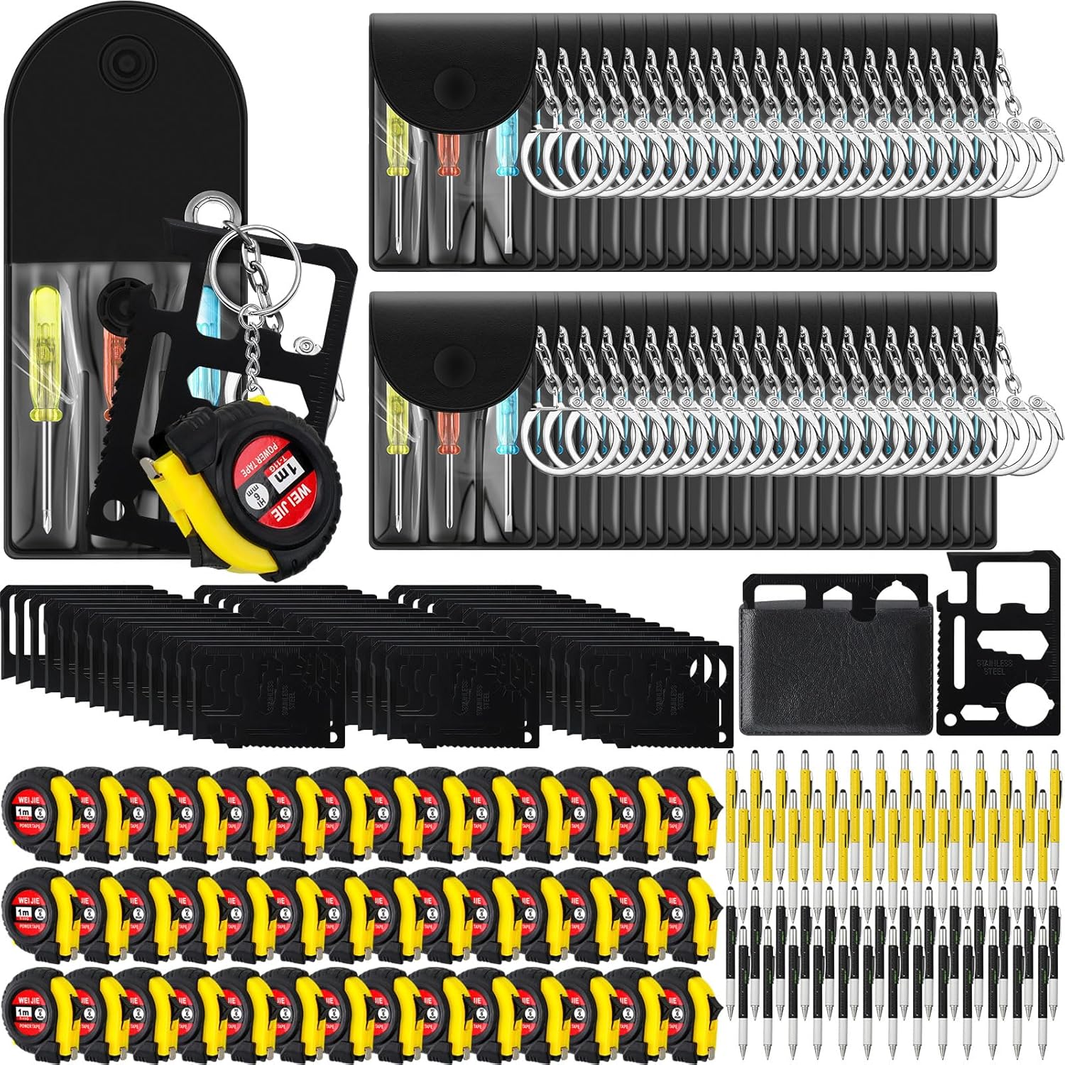 Saysurey 168 Pcs Mini Tape Screwdriver Keychain Set