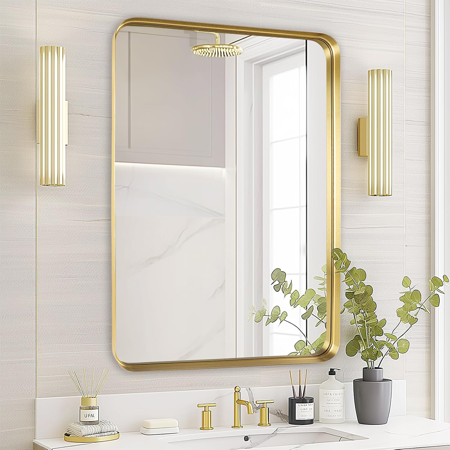 Fabuday Gold Mirror Bathroom Wall - Stylish 36x24 Inch Design
