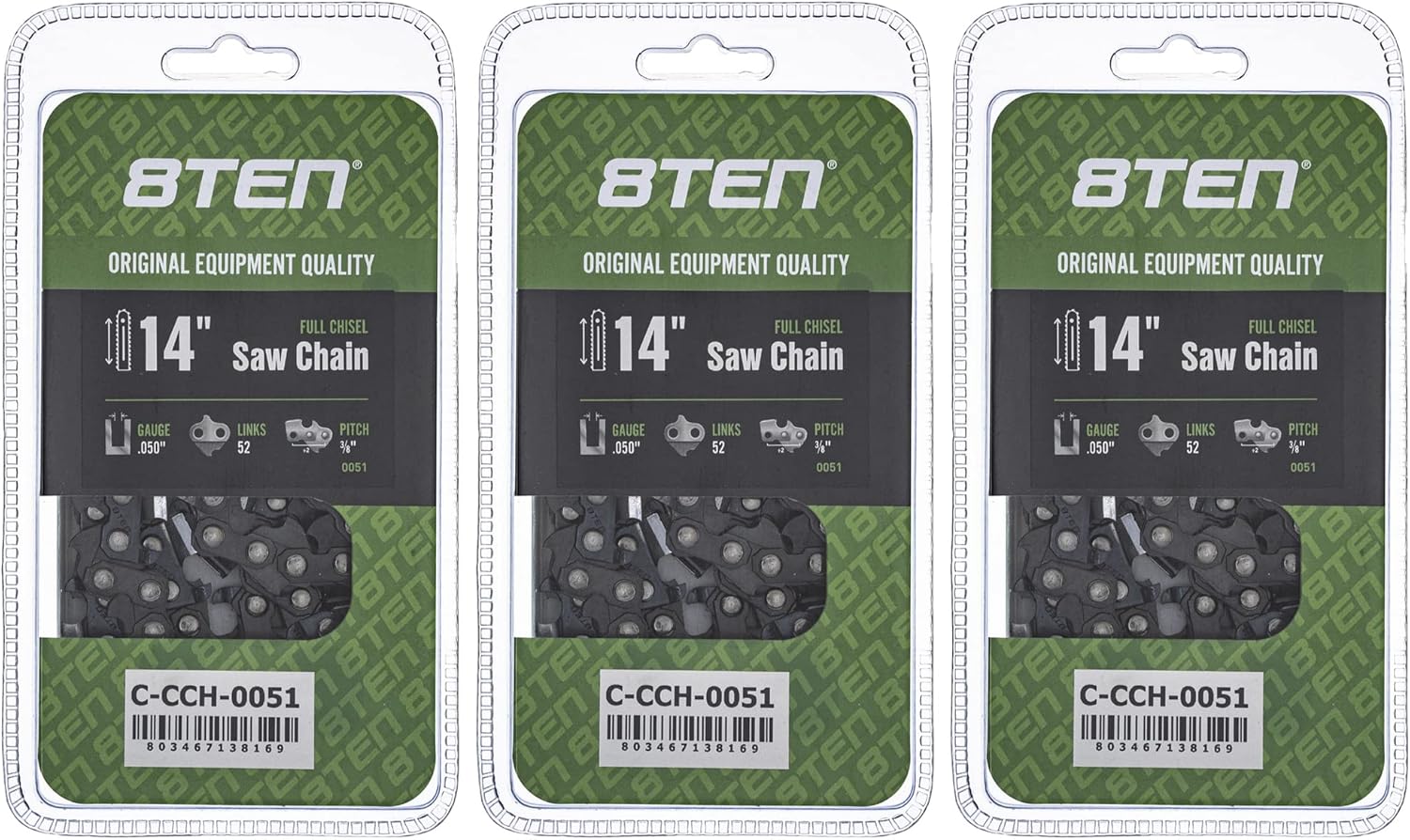 8TEN Full Chisel Chainsaw Chain 14 Inch for Echo and Husqvarna