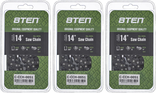 8TEN Full Chisel Chainsaw Chain 14 Inch for Echo and Husqvarna