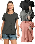 3 Pack Women's Nursing Tops for Breastfeeding Summer Short Sleeve T