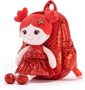 Lazada Toddler Backpack Plush Doll Dress - Cute Red 11 in