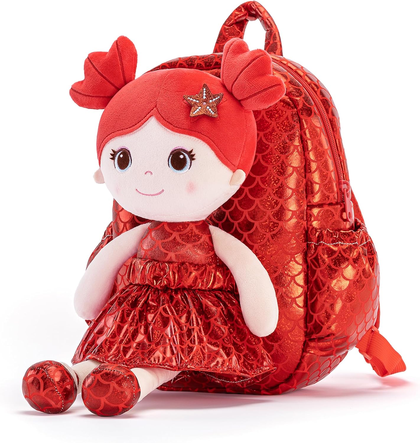 Toddler Backpack for Girls - Plush Doll Dress Design 11in